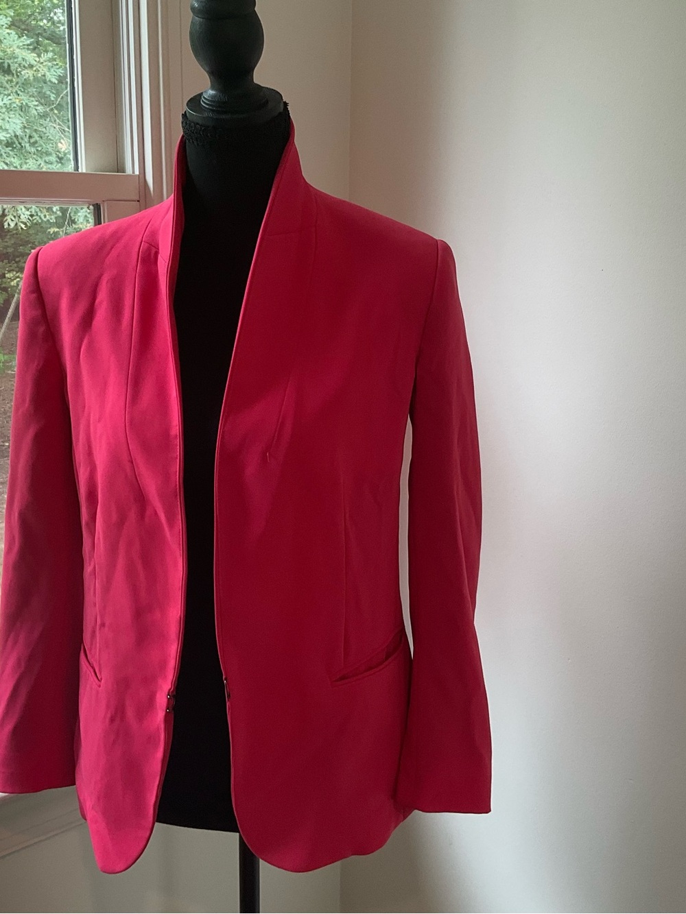Women's rag & bone Hot pink open-front blazer with a shawl collar.